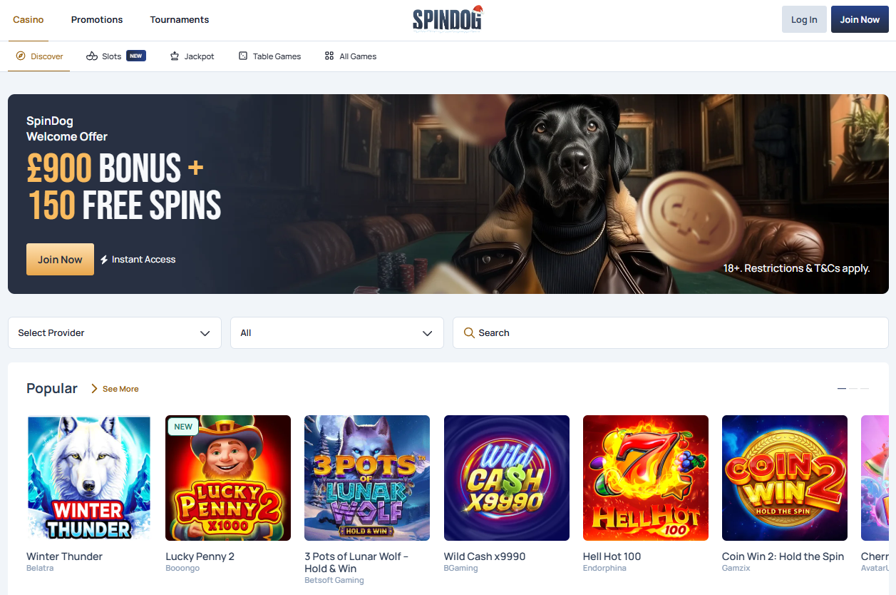 Spindog Casino Desktop Screenshot